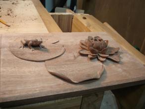 Carved Frog and Lily Pad